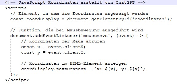 JavaScript Koordinaten